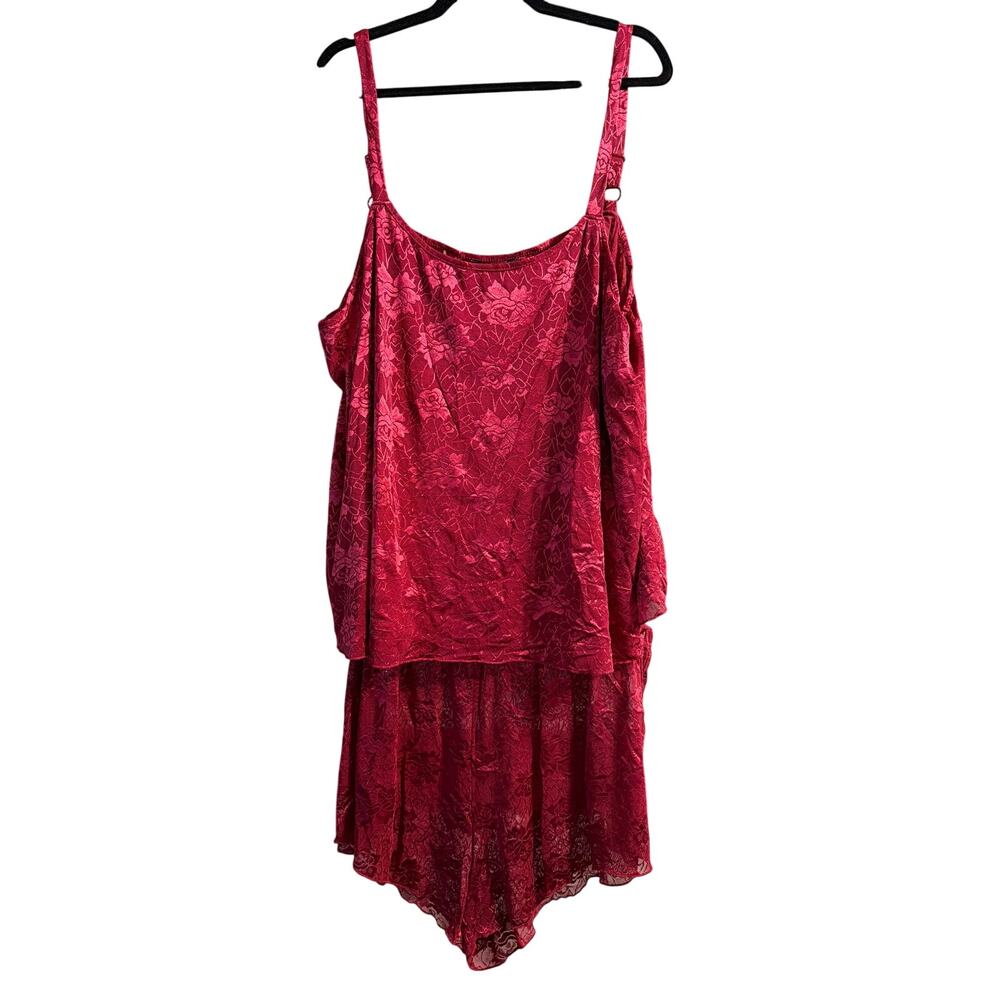 BLOOMCHIC Women's Plus Size Red Lace Lounge Pajama Set Size 26 4X